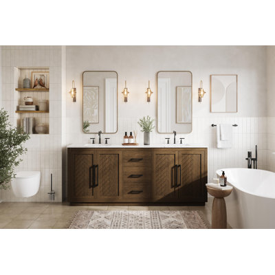 Winston Porter 84 inch Double Bathroom Vanity & Reviews | Wayfair